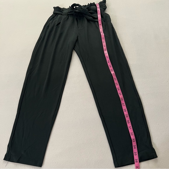 RESET BY Janet Forest Green paper-bag High waist Slim Tie Pants - Picture 9 of 9